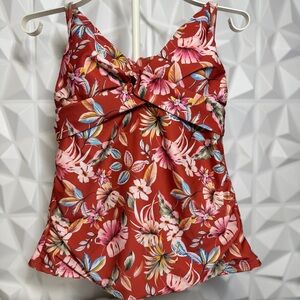🧡Nicole Miller Red Floral Bikini Top